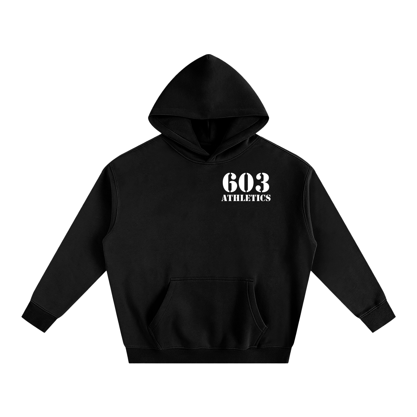 603 Athletics Black Oversized Fleeced Hoodie
