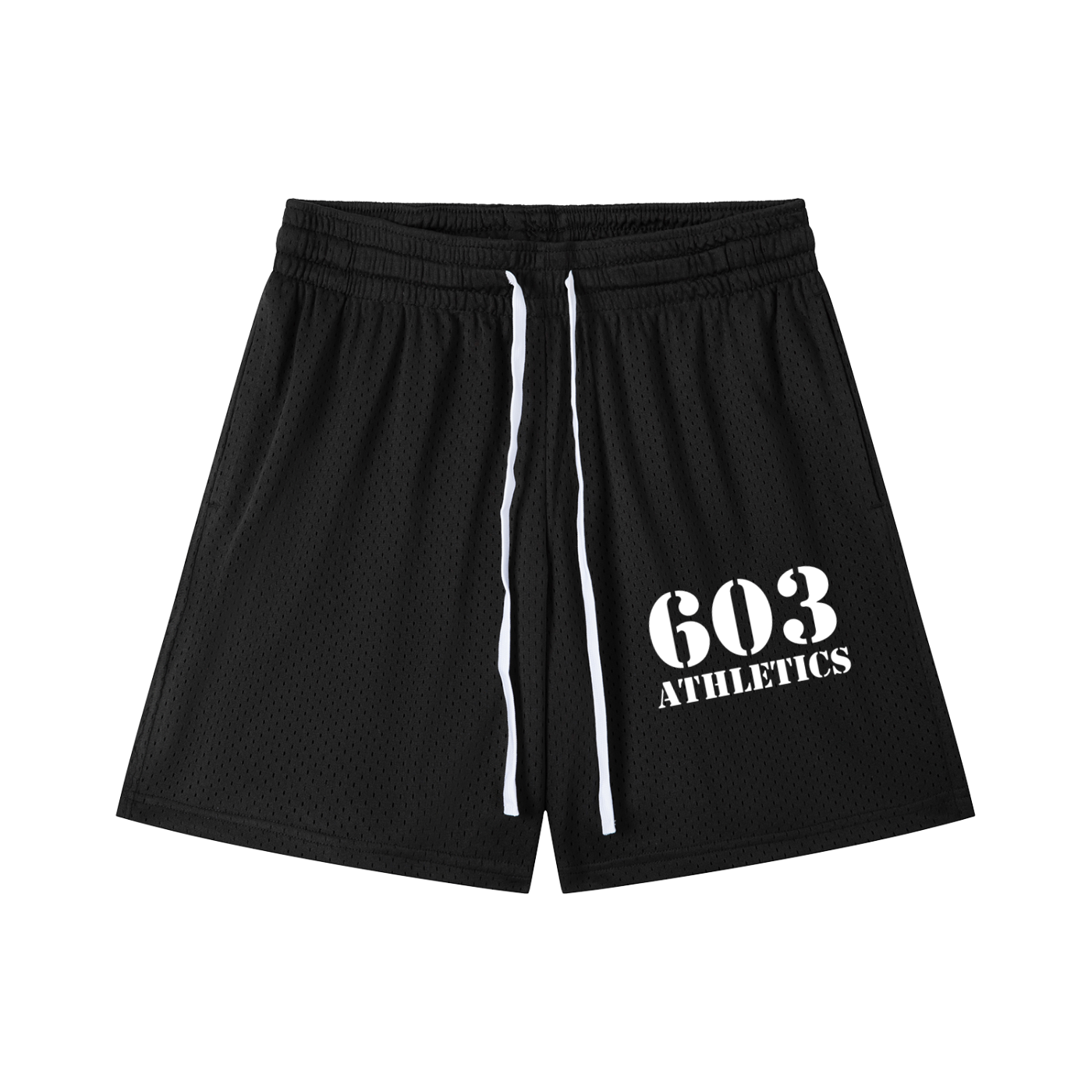 603 Athletics Black Men's Mesh Drawstring Shorts